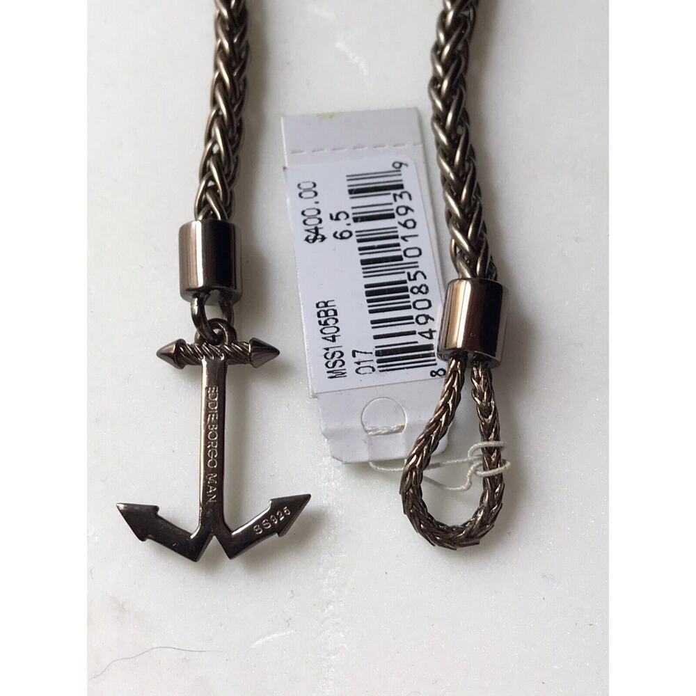 NWT EDDIE BORGO STERLING SILVER ANCHOR BRACELET - Picture 2 of 4